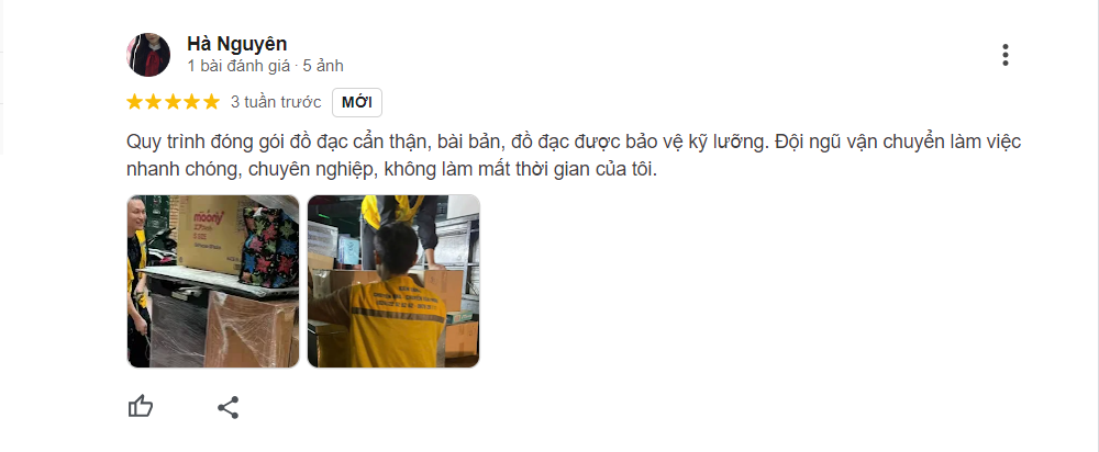 Hình ảnh đánh giá review 5 sao từ chị Hà