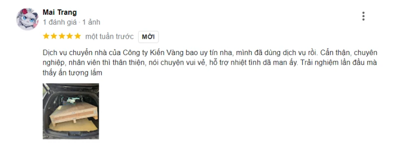 khách hàng đánh giá về dịch vụ chuyển nhà Hà Nội của Kiến Vàng