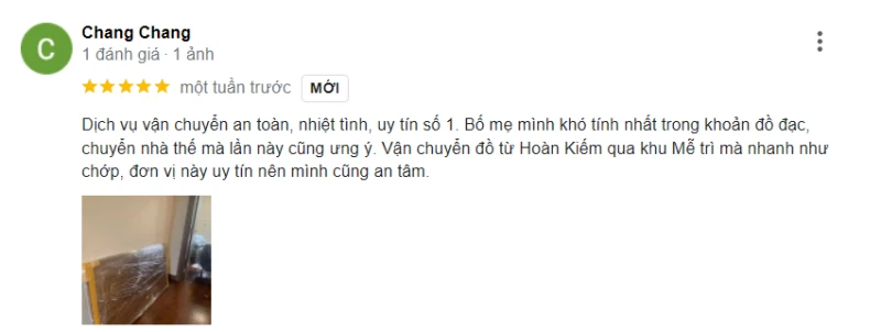 Khách hàng đánh giá dịch vụ chuyển nhà Kiến Vàng